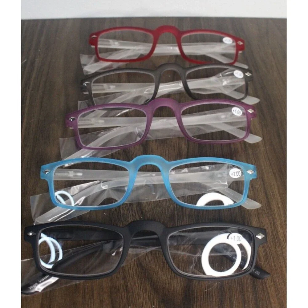 Yogo Vision 5-Pack Reading Glasses Men Women Lightweight +1.00 Magnification